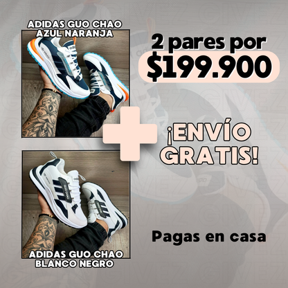 PROMO PACK  -  ADIDAS GUO CHAO AZUL NARANJA + ADIDAS GUO CHAO BLANCO NEGRO