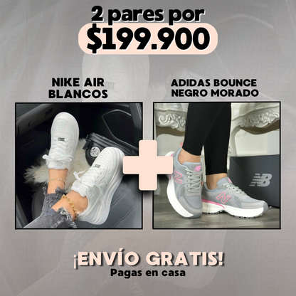 PROMO PACK  -  NEW BALANCE GRIS + NIKE AIR BLANCOS