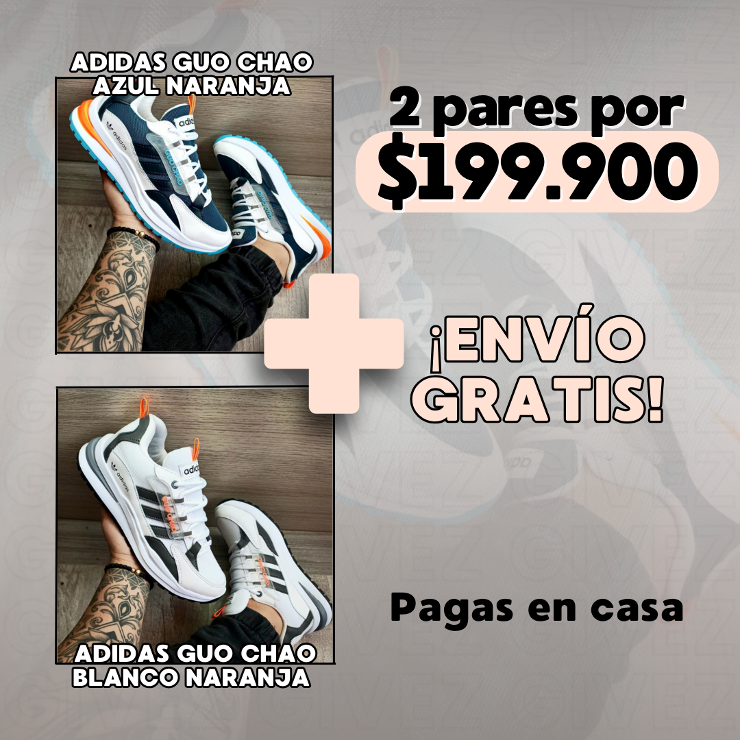 PROMO PACK  - ADIDAS GUO CHAO AZUL NARANJA + ADIDAS GUO CHAO BLANCO NARANJA